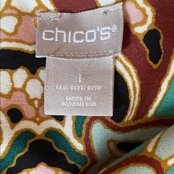 Chico’s Teal V-Neck Midi Dress - Elegant Patterned Size 1 (8-10) - Picture 2 of 7